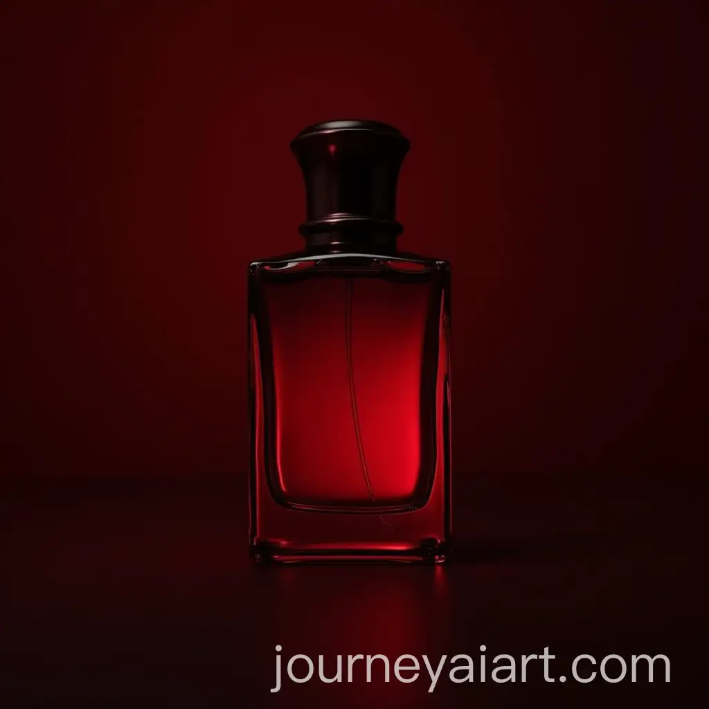 Elegant-Red-Perfume-Bottle-on-Black-and-Red-Themed-Background