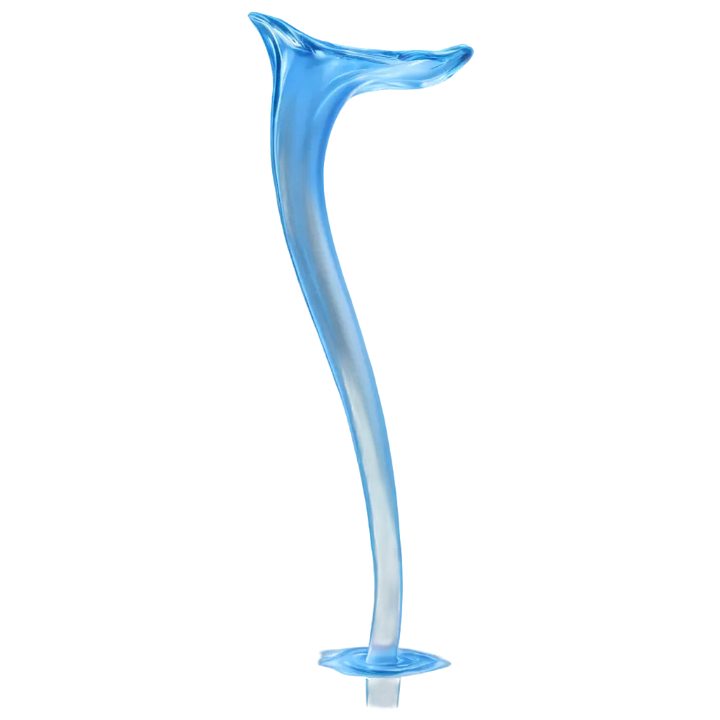 Flowing water column, 3D effect, blue, Transparent background