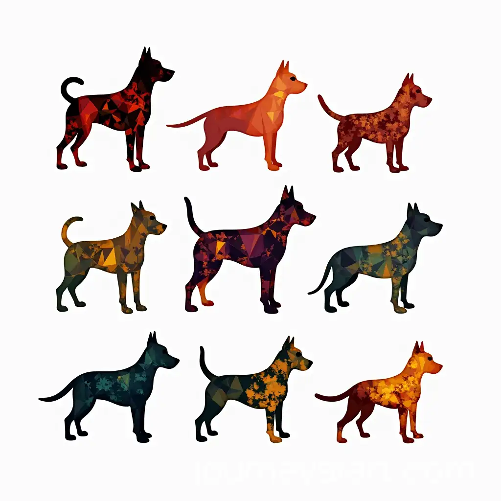 Silhouettes-of-Popular-Dog-Breeds-with-Vibrant-Abstract-Patterns-and-Geometric-Shapes