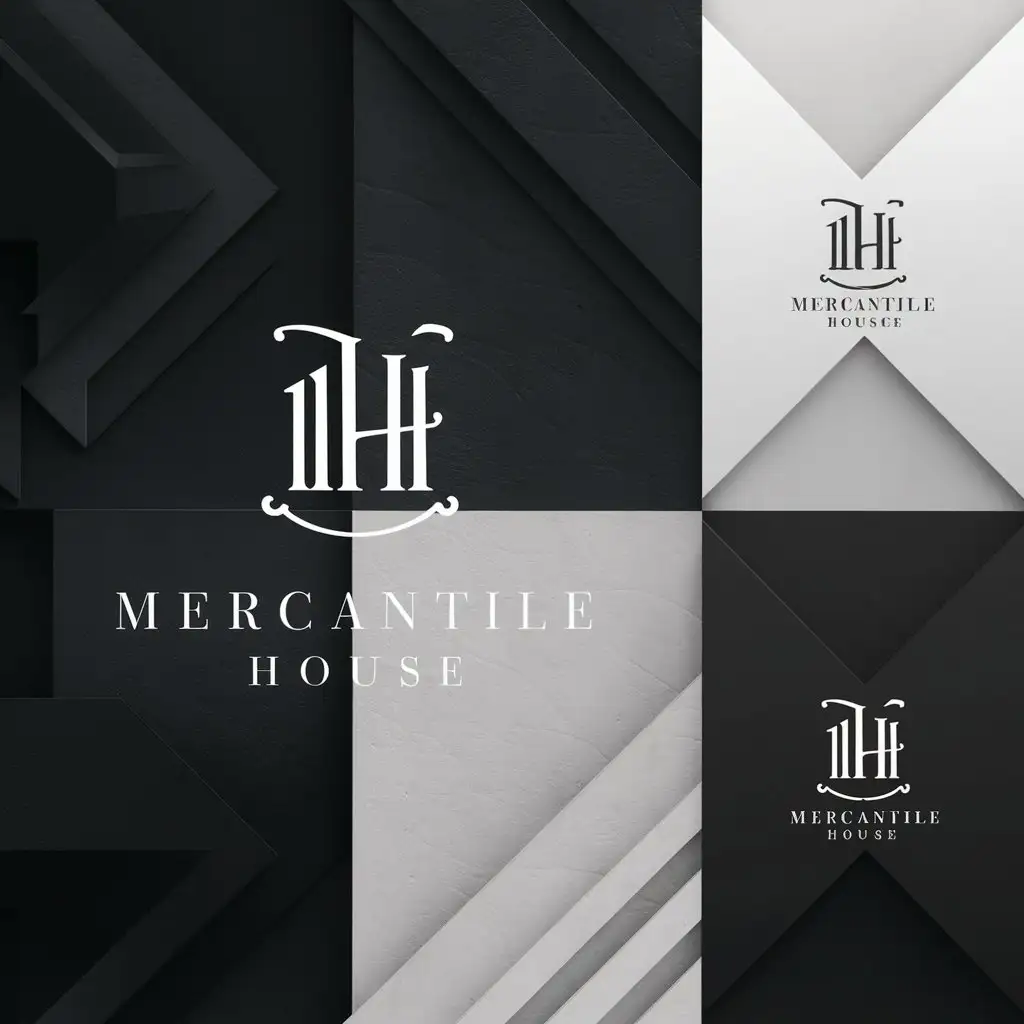 LOGO Design for Mercantile House Elegant Monogram with Black White Sophistication