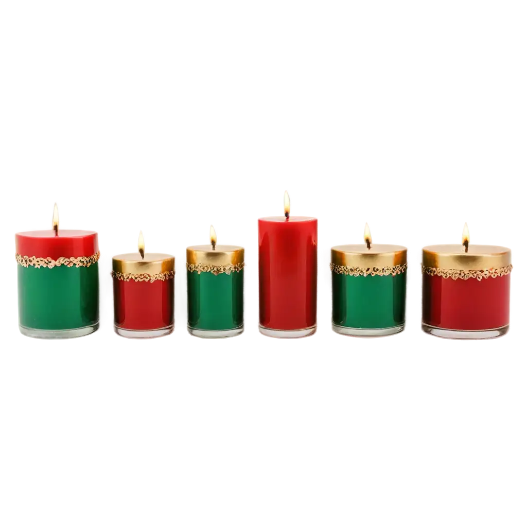 Red-and-Green-Candles-with-Golden-Accents-PNG-Image-Perfect-for-Festive-Designs-and-Holiday-Decorations