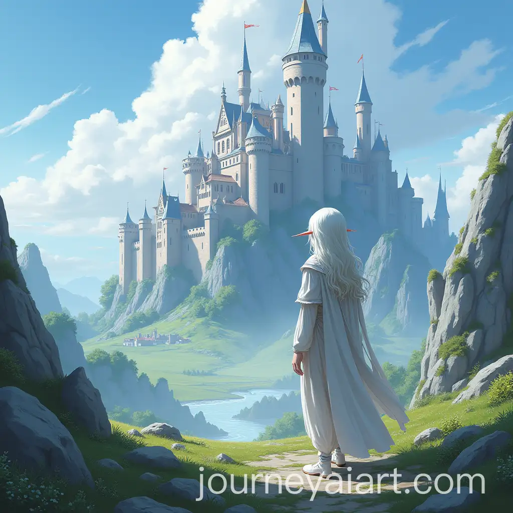 White-Elf-Standing-Near-a-MajAI-Image-Prompt-Expansionestic-Castle-in-Anime-Style