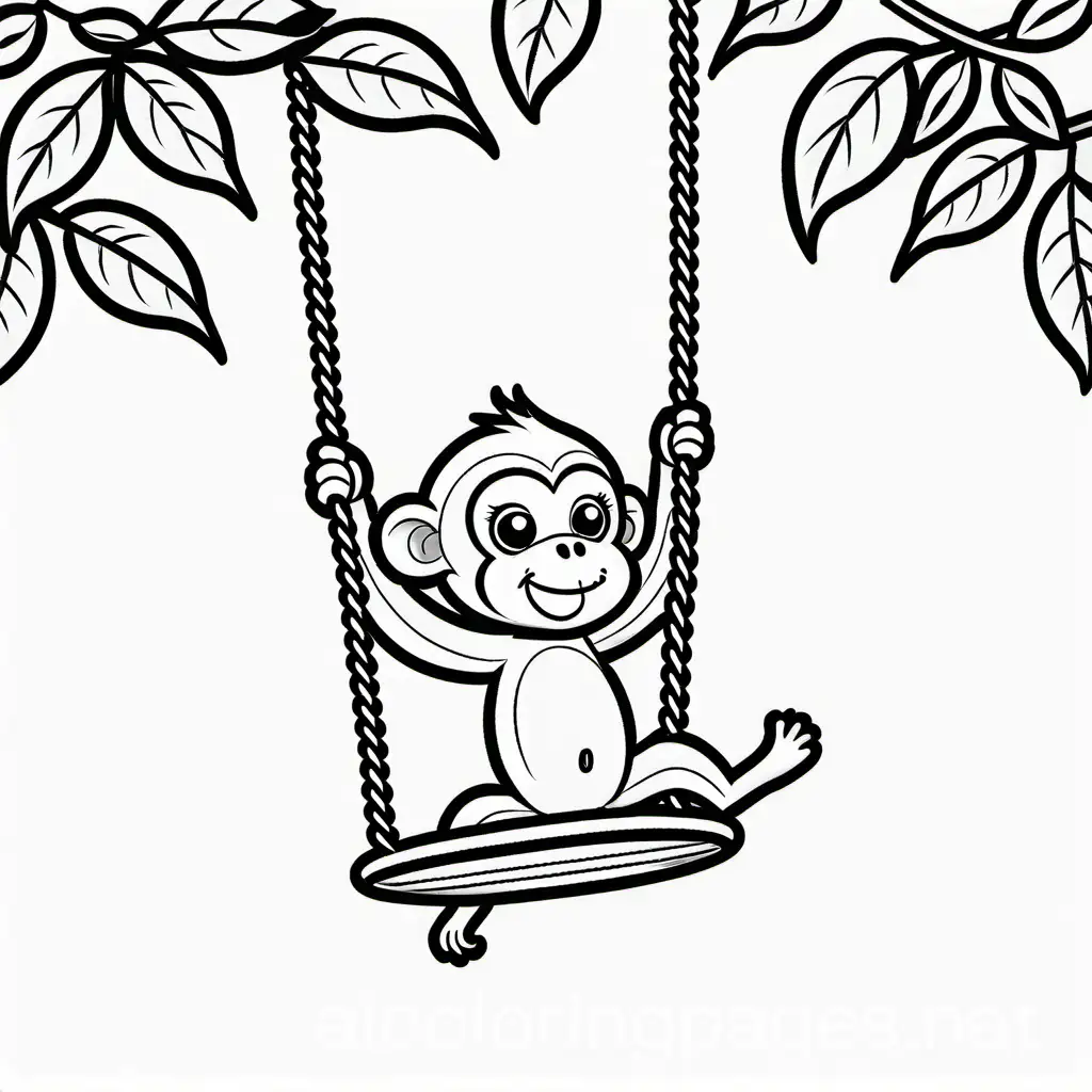 Playful-Monkey-Swinging-in-Canopies-Coloring-Page