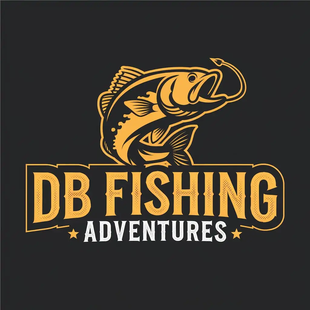 LOGO Design for DB Fishing Adventures Modern Bold Text with Yellow on Black Background for Adventure Branding