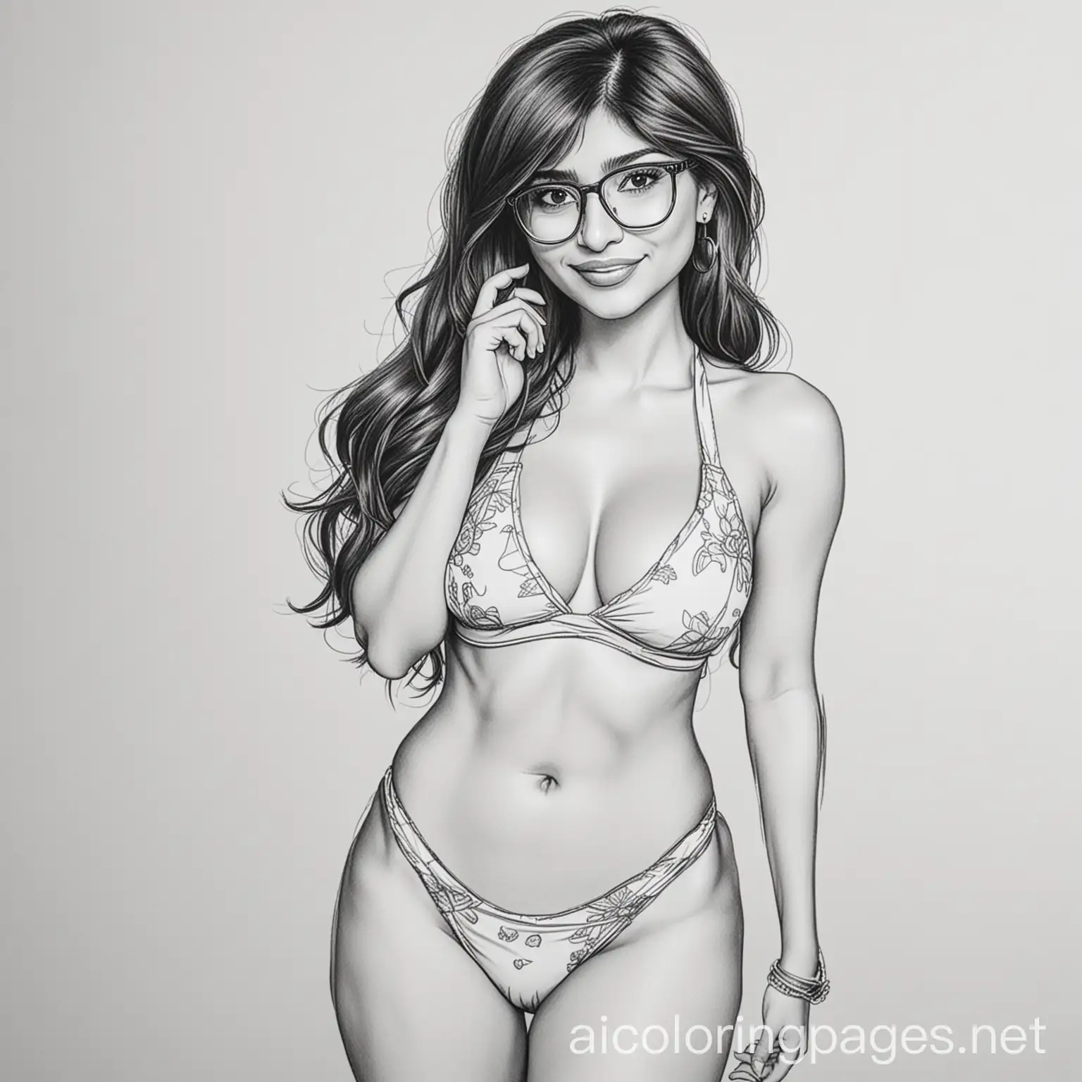 Mia-Khalifa-Coloring-Page-Simple-Black-and-White-Line-Art-on-White-Background