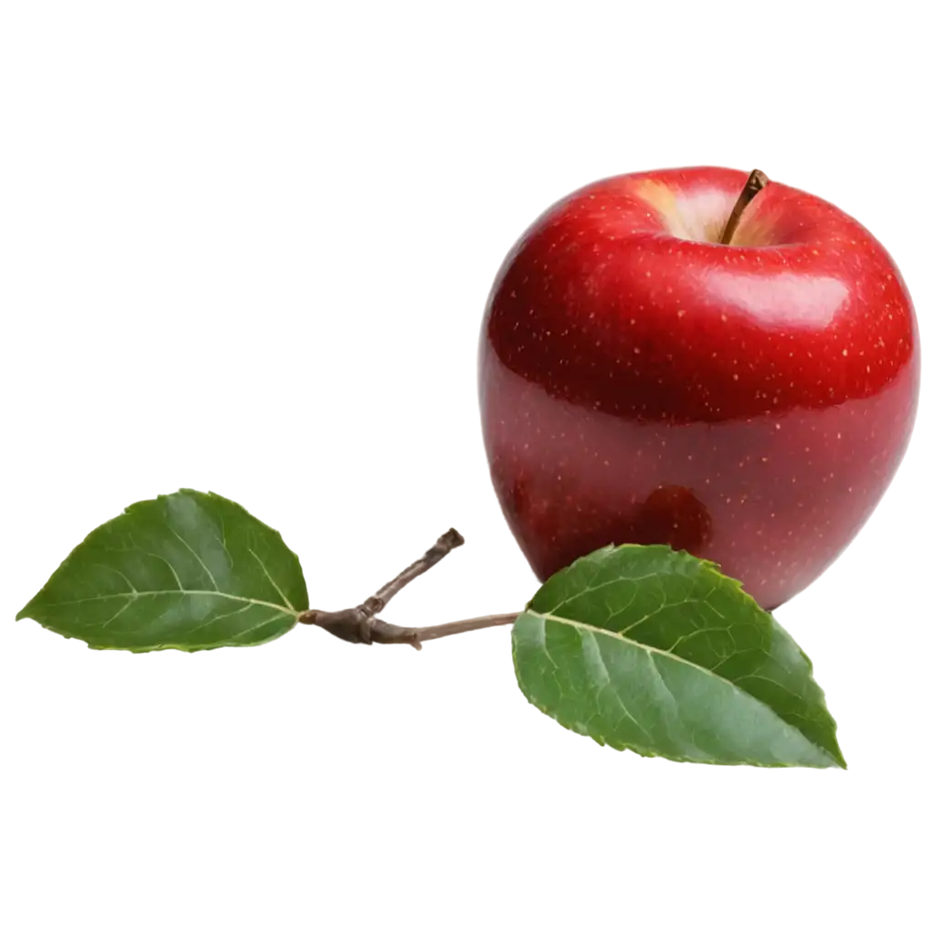 HighQuality-PNG-Image-of-a-Red-Apple-with-Small-Green-Leaves-for-Versatile-Use