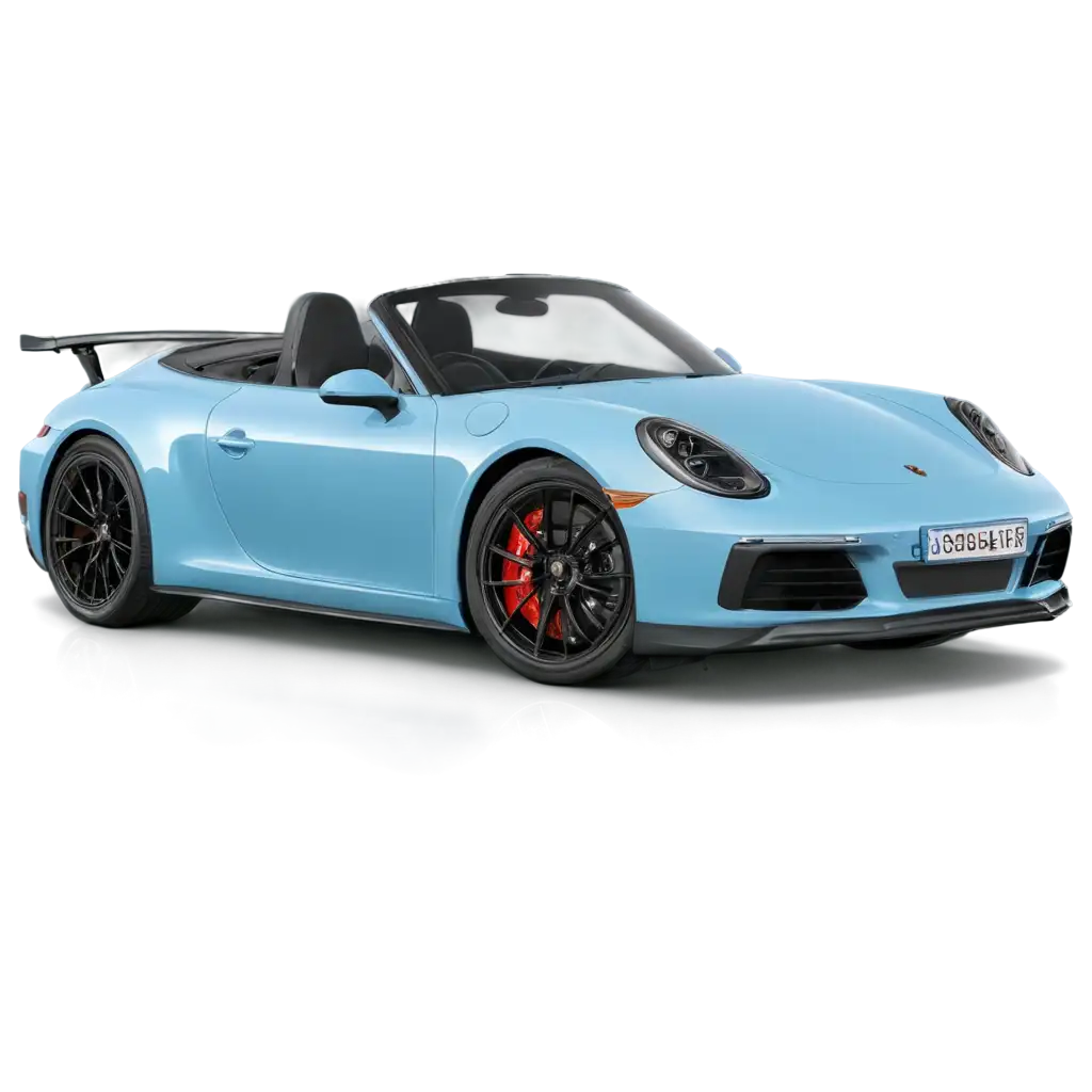 2024 baby blue Porsche 911 gts angle view