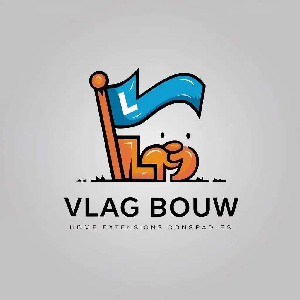 LOGO Design for Vlag Bouw Bold Geometric Shapes with Blue and Orange Flag Theme for Construction