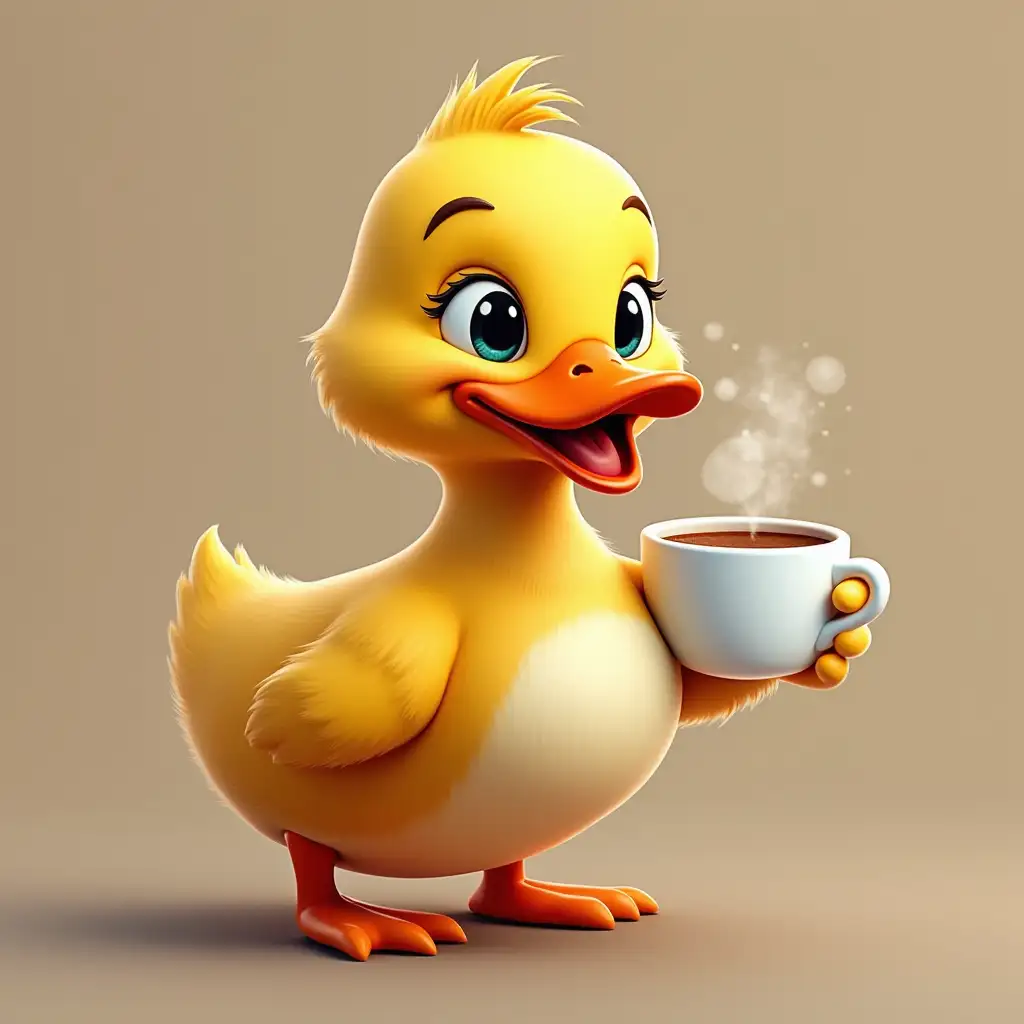 Happy-Duck-Enjoying-a-Cup-of-Latte-in-a-Cozy-Cafe-Setting