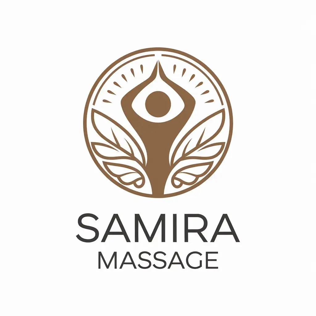 a vector logo design,with the text "Samira massage", main symbol:someone should get a massage,Moderate,clear background