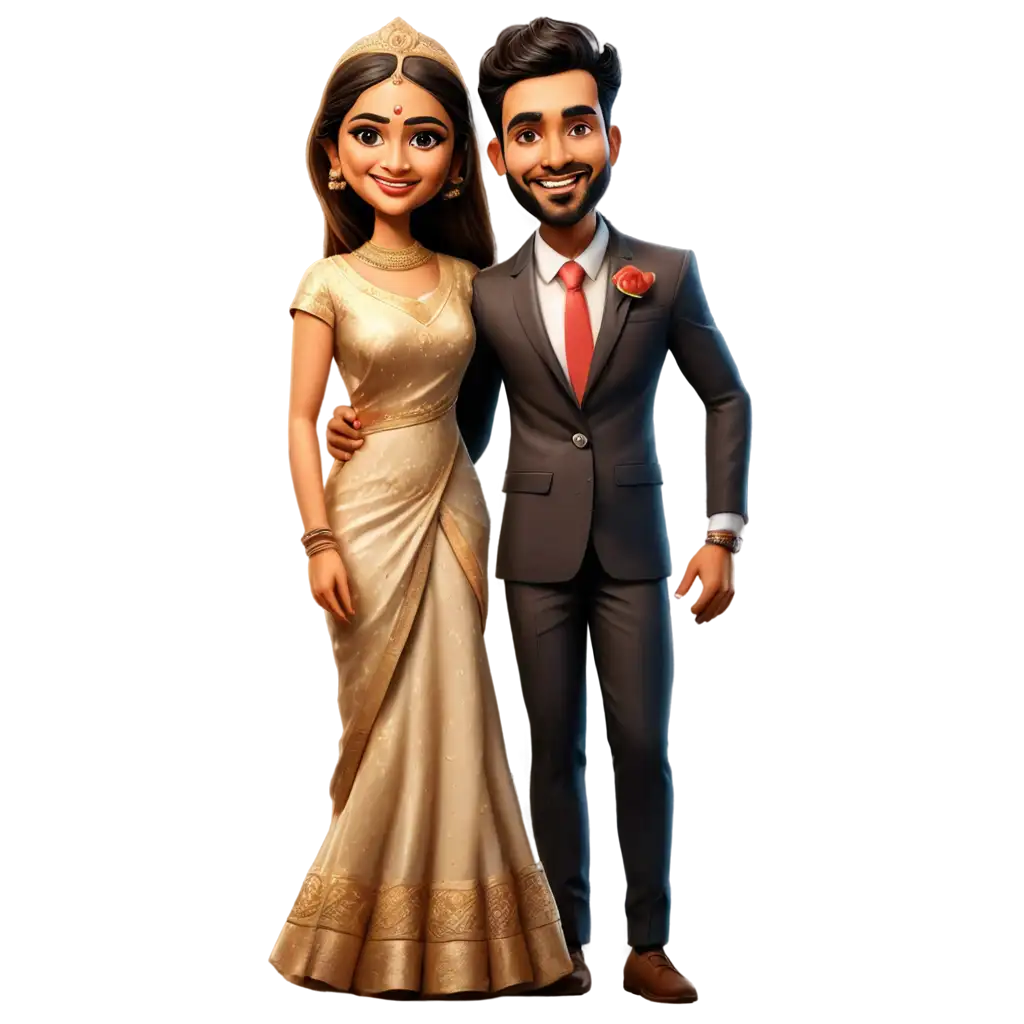 Vibrant-South-Indian-Wedding-Caricature-PNG-Celebrate-Love-with-Digital-Art