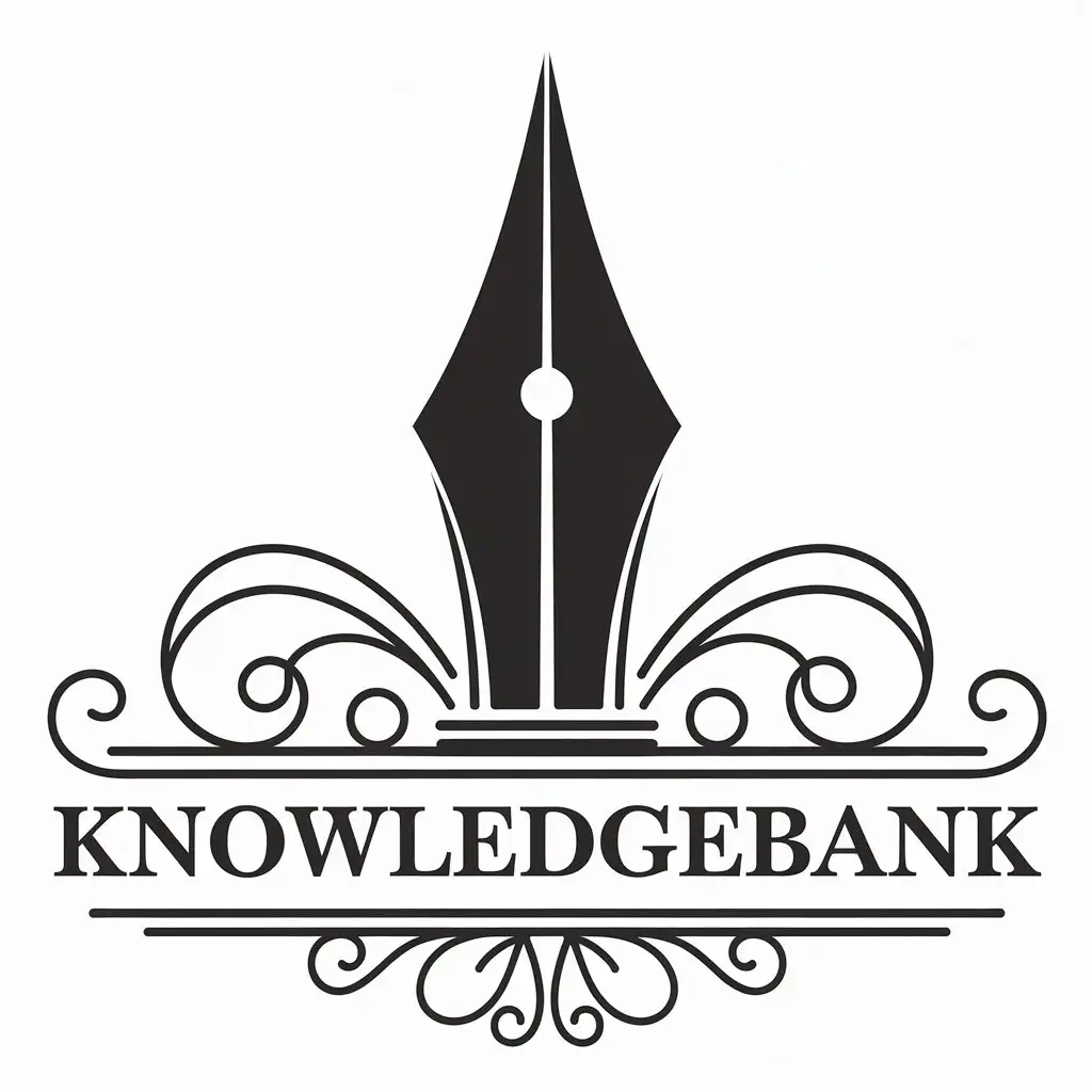 LOGO-Design-for-KnowledgeBank-Elegant-Fountain-Pen-Symbol-on-Clear-Background