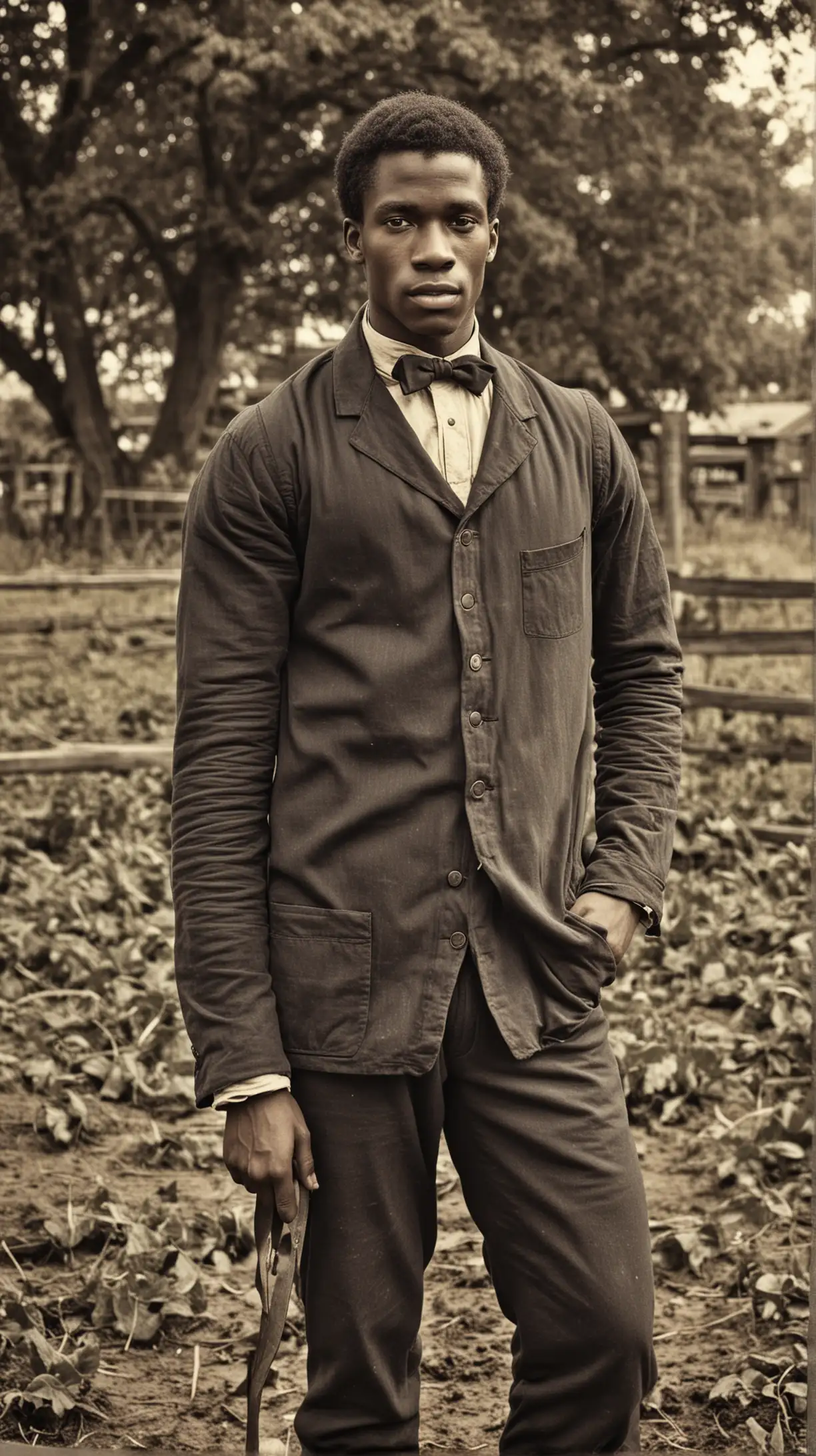 1870s Strong Young black handsome man on farm