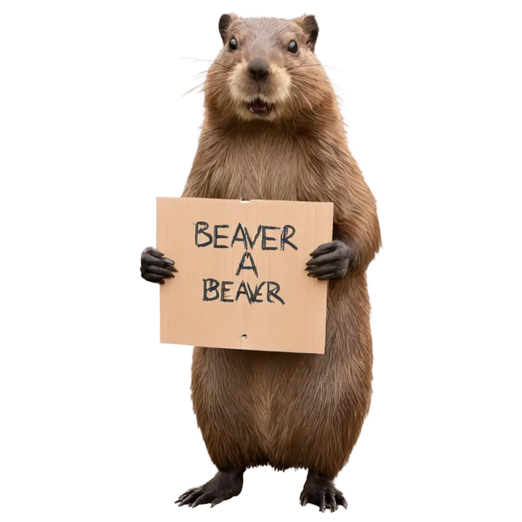 Beaver-with-a-Sign-PNG-HighQuality-Image-for-Versatile-Use