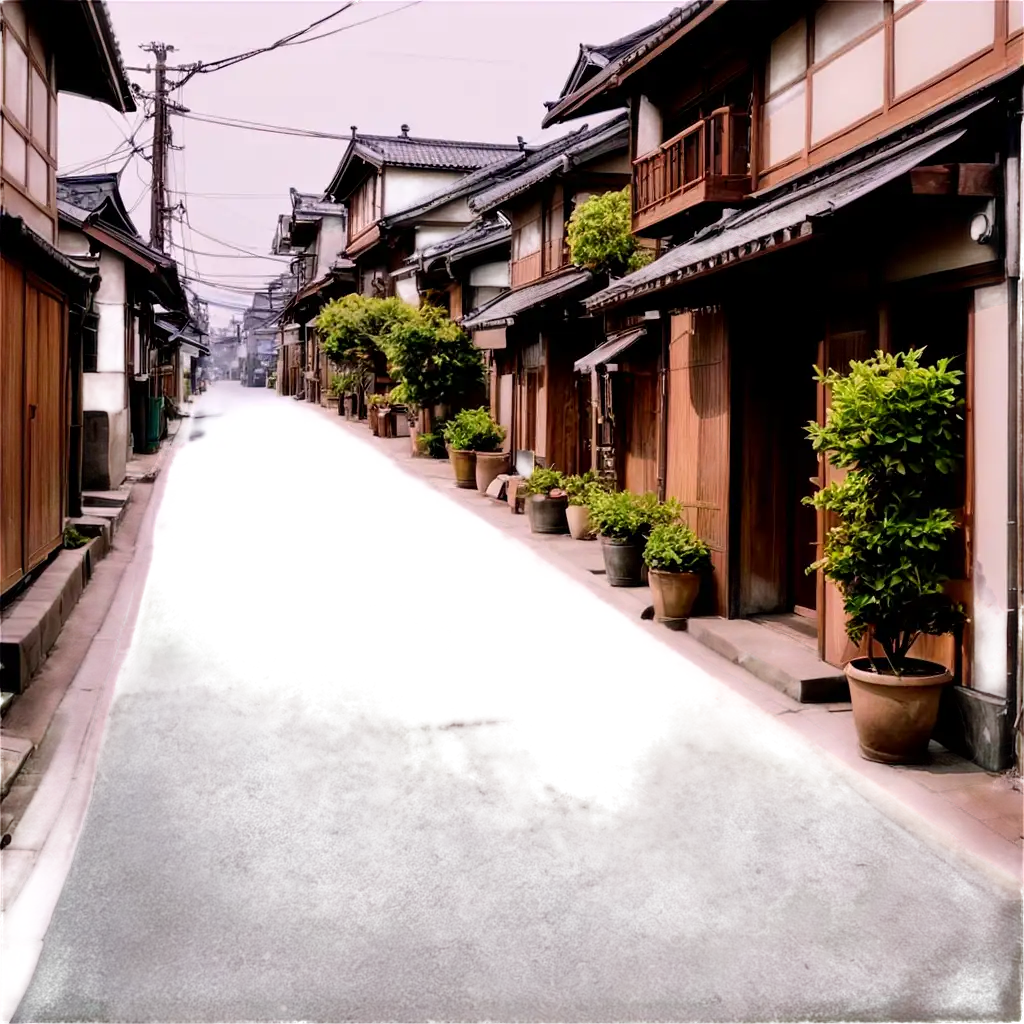 CinematicStyle-PNG-Image-of-a-Nostalgic-1940s-Japanese-Street-with-Traditional-Wooden-Houses