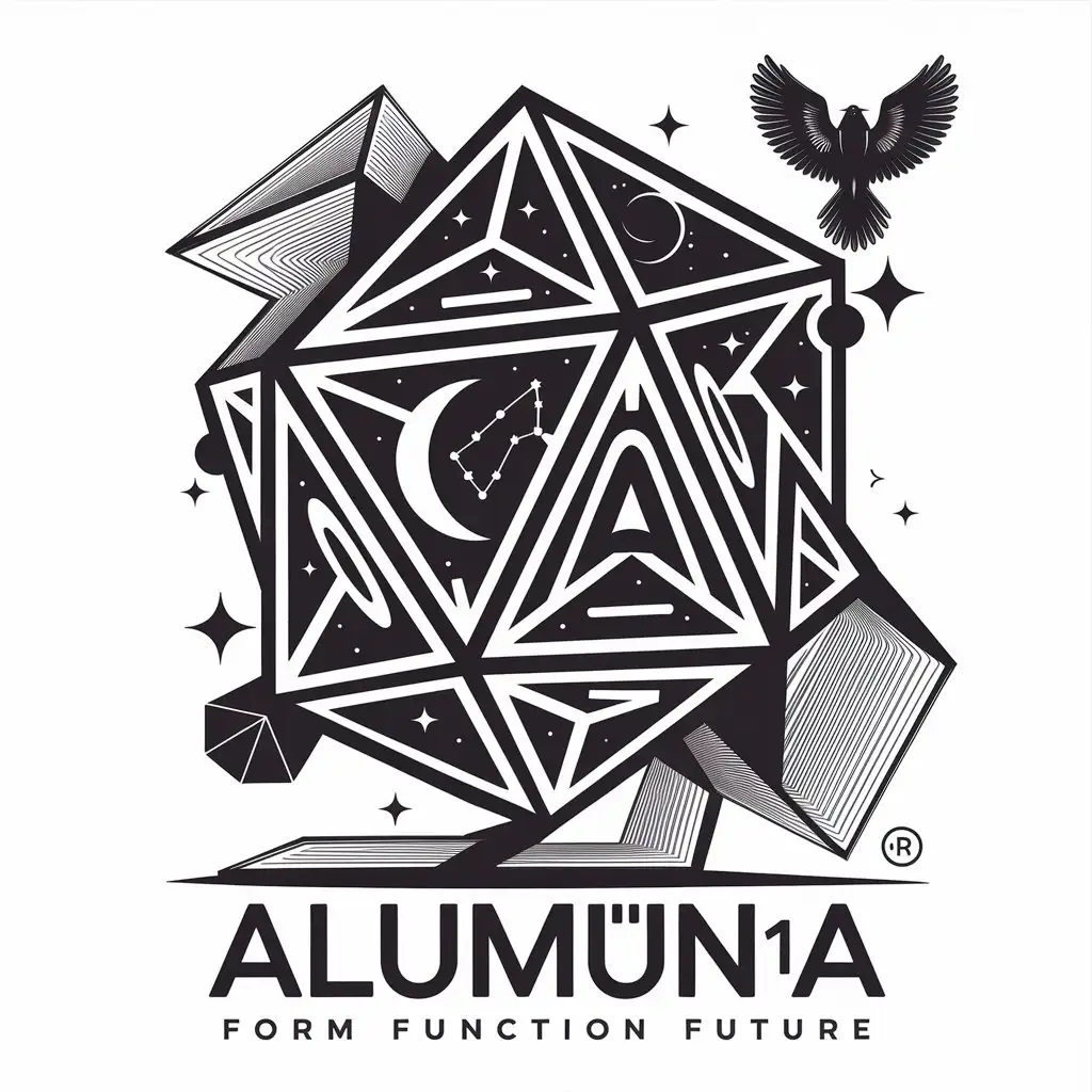 LOGO Design for Alumun1a Dynamic Nexus of Music Imaging Videography and Education with Geometric and Celestial Elements