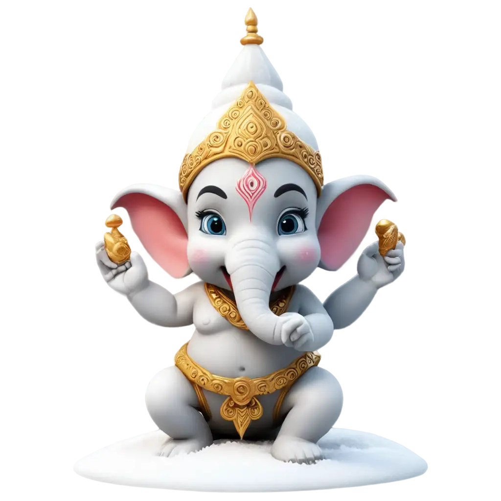 3D-Baby-Ganesha-Playing-in-Snow-PNG-HighQuality-Image-for-Diverse-Uses