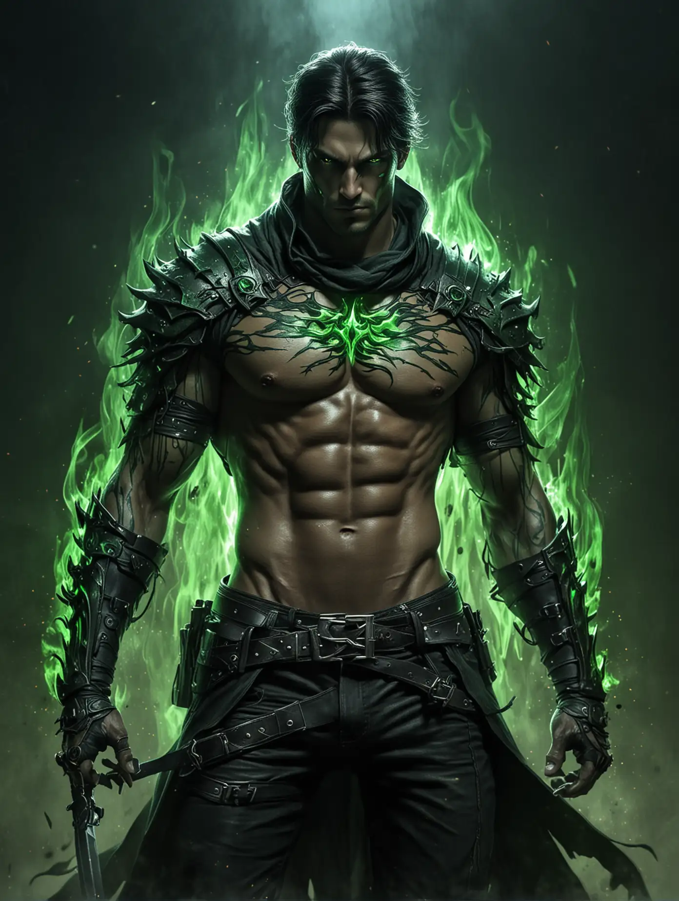 Sinister Wraith Assassin with Green Flames and Chiseled Physique