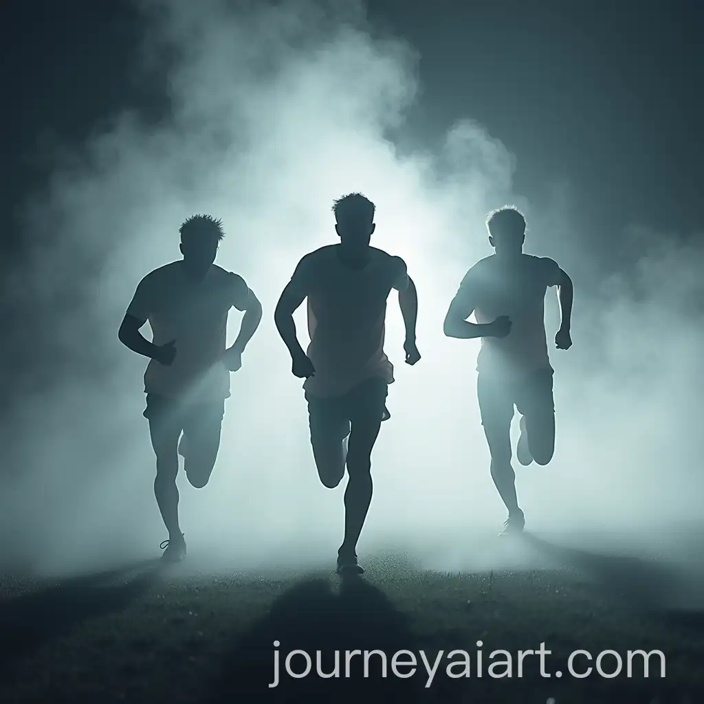 Three-Athletes-in-Storm-White-Silhouettes-Working-Hard