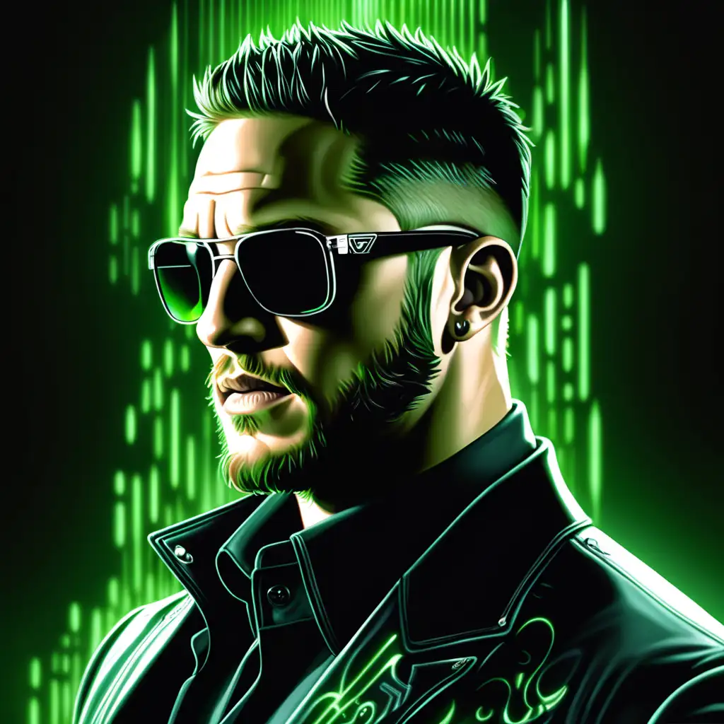 Ambassador Agent Tom Hardy in Matrix Style Artwork with Green and Black Aura