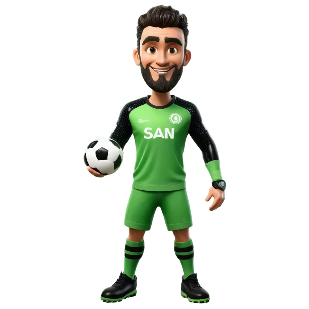 3D-Illustration-PNG-Neon-Green-Football-Goalkeeper-with-San-13-Jersey