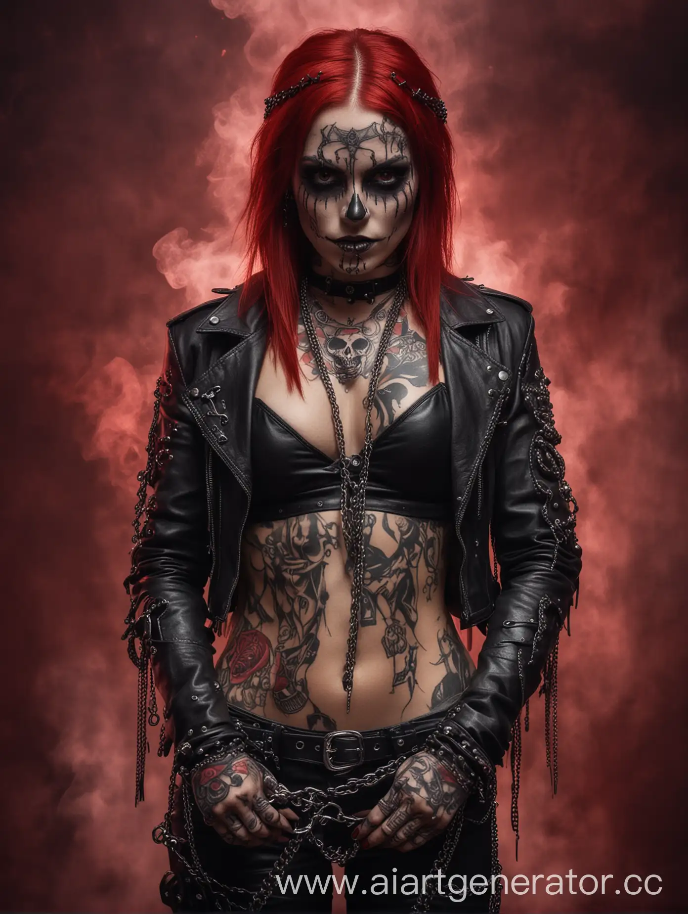 Gothic-Inked-Girl-with-Skull-and-Red-Smoke-Background