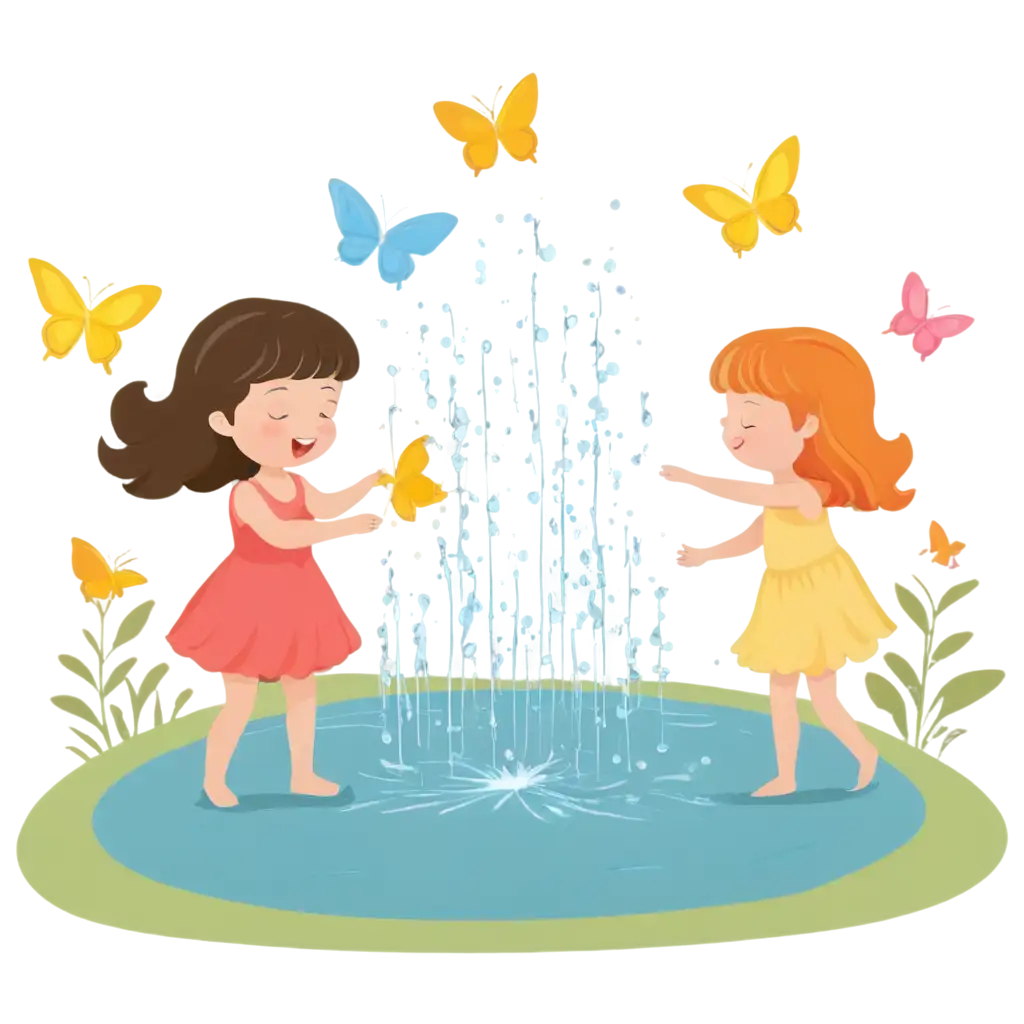 Vibrant-PNG-of-Kids-Playing-with-Butterflies-in-a-Cartoon-Nature-Scene