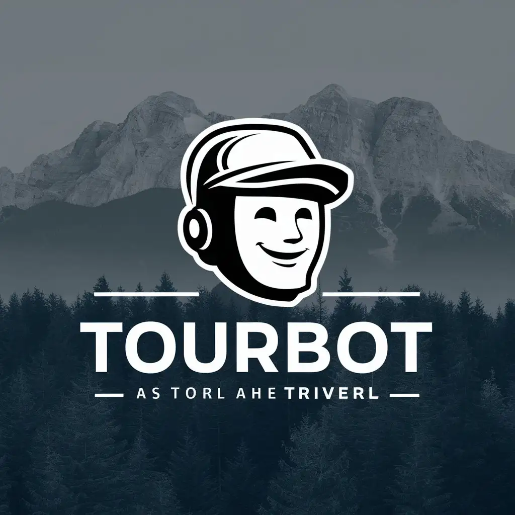 LOGO-Design-for-TourBot-Anthropomorphic-Robot-Head-with-Forest-and-Mountains-Theme