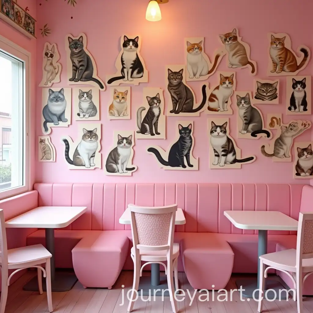 Pink-Cat-Cafe-with-CatThemed-Wall-Decor-Inspired-by-Harry-Potter