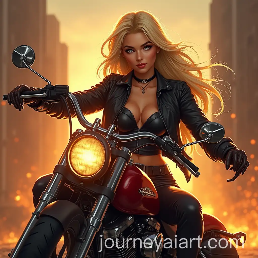 Fantasy-Hot-Blonde-Biker-Woman-in-Fantasy-Art-Style