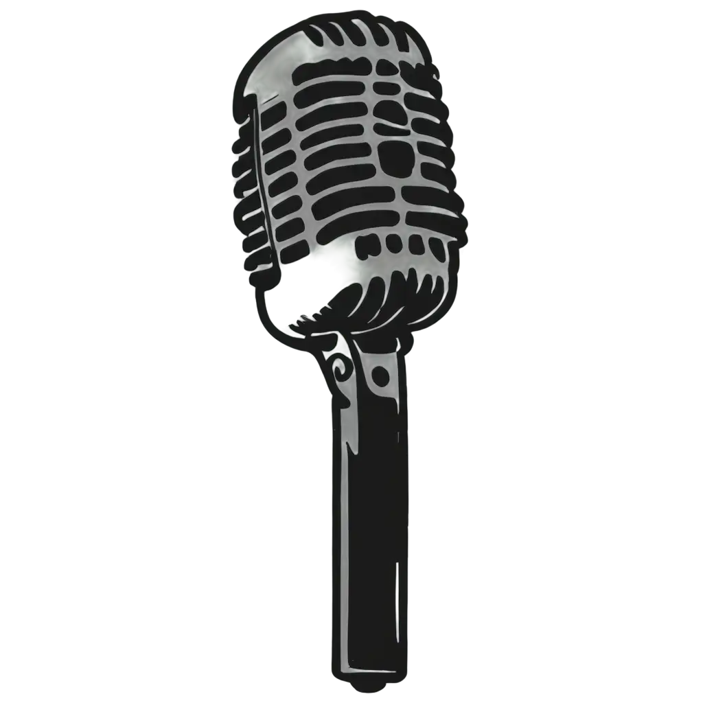 CARTOON DRAWING OF A MICROPHONE WITH A MOUTH AS THE MIC