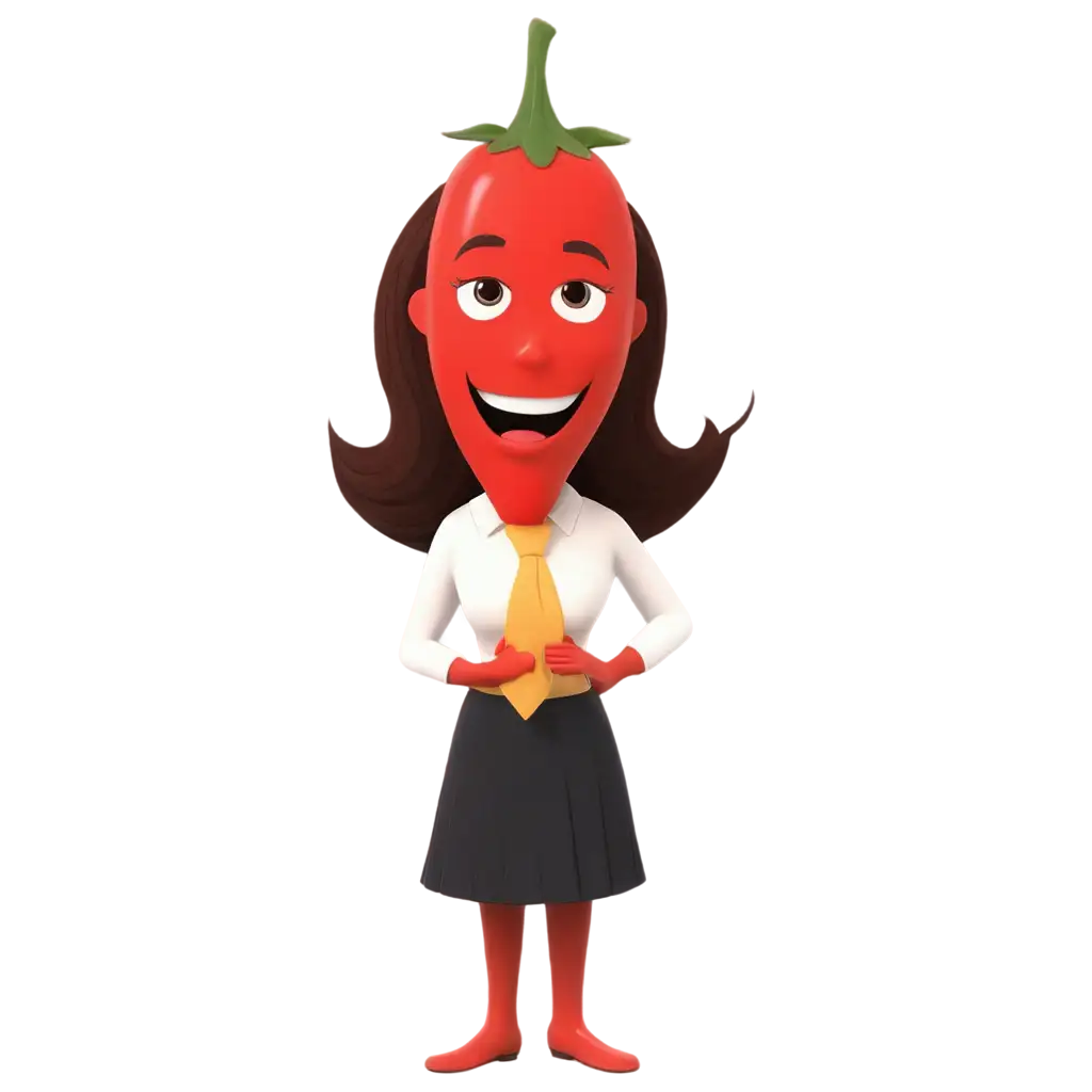 Vibrant-PNG-Image-of-a-Cartoon-Female-Chili-Pepper-Teacher-Perfect-for-Fun-Educational-Materials