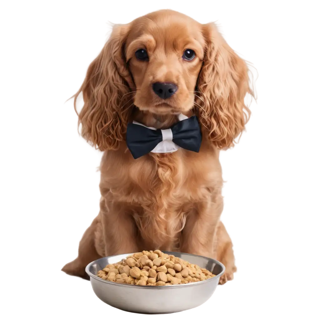 Highly-Realistic-PNG-Image-of-a-Beautiful-Cocker-Spaniel-Dog-in-a-Bow-Tie