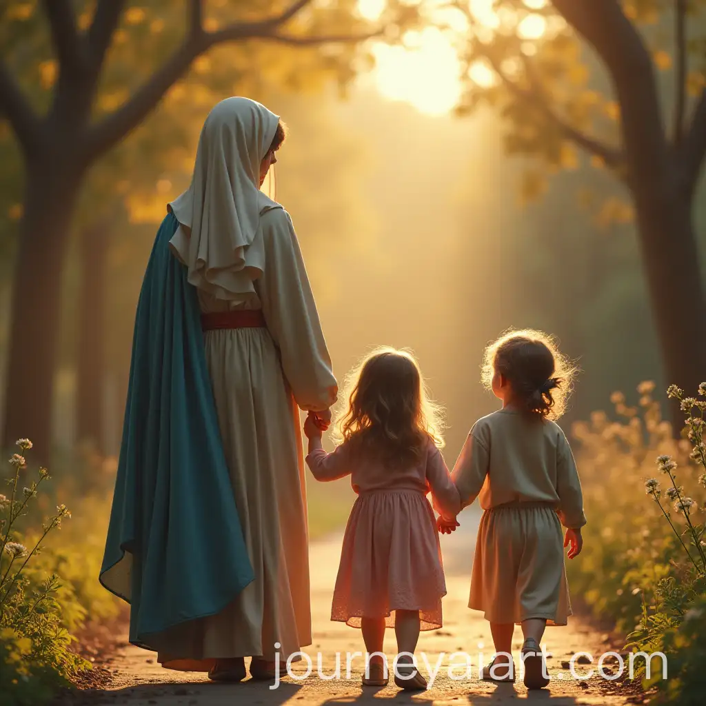 Mother-Mary-Walking-with-Child-Jesus-to-School