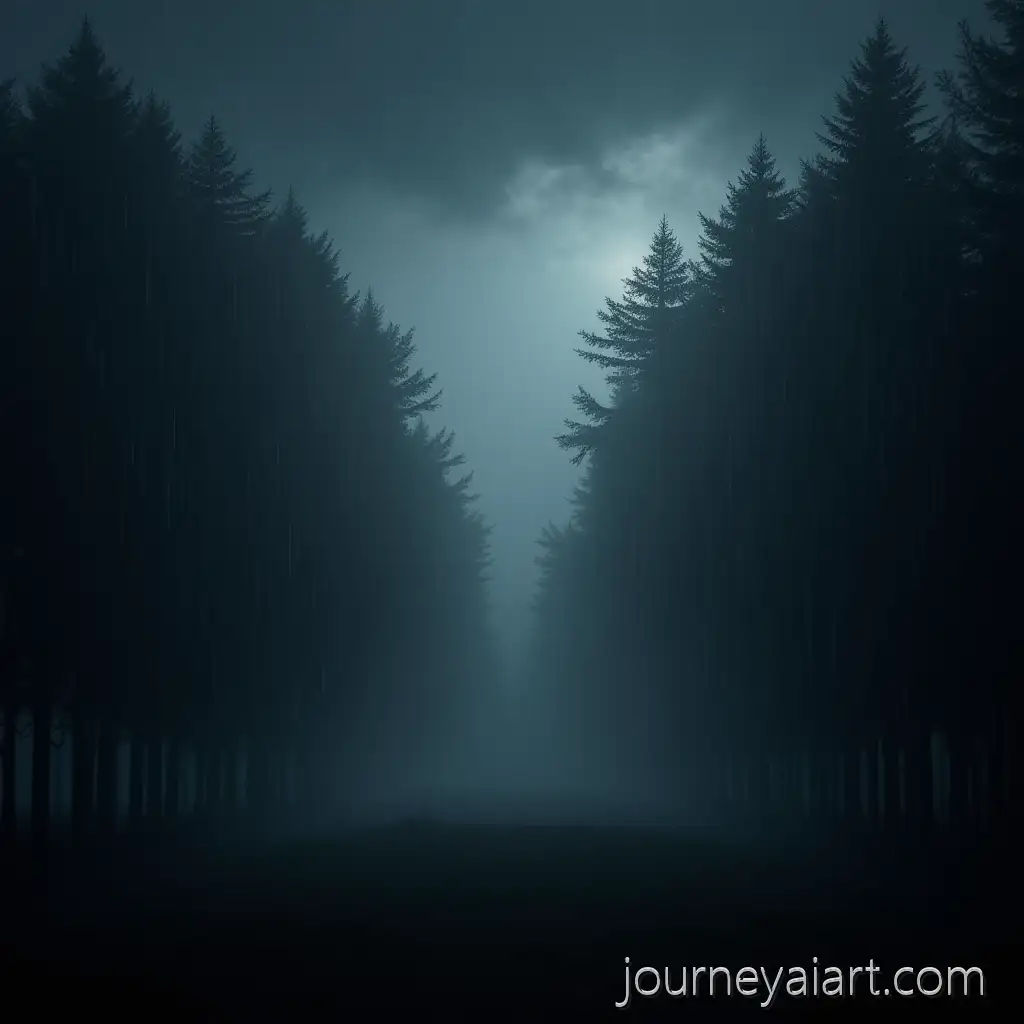 Mysterious-Dark-Rainy-Forest-with-Stormy-Sky-and-Creepy-Atmosphere