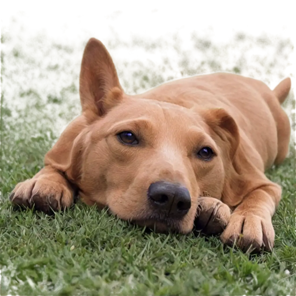 Sad-Dog-Lying-on-Grass-PNG-Image-Depiction-for-Emotional-Illustration