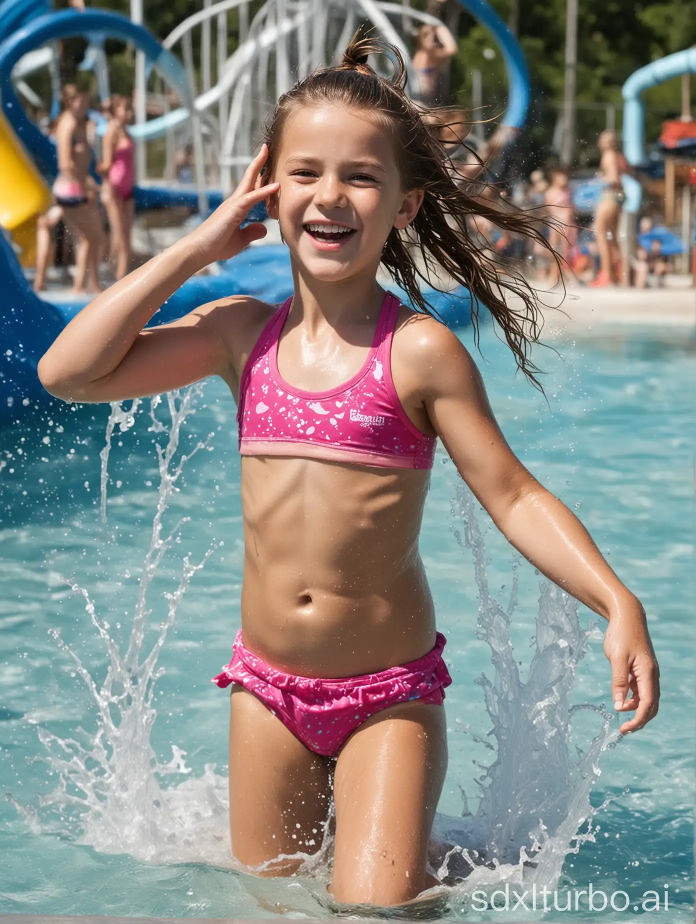 7YearOld-Girl-Enjoying-Water-Park-Adventure-with-Muscular-Rib-Display