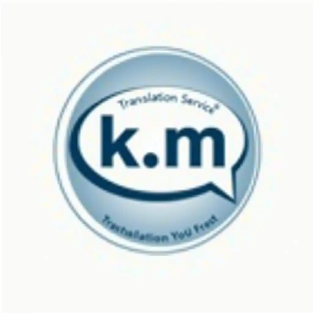 Round Logo for a translation company : K.M TRANSLATION SERVICE , moto: TRANSLATION SERVICE YOU CAN TRUST