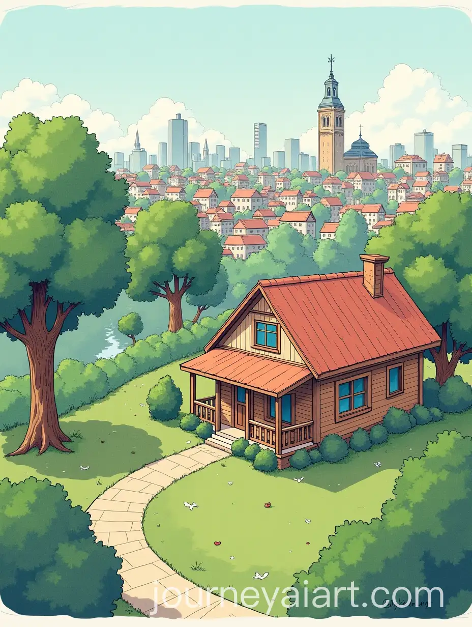 Charming-Small-House-Overlooking-Quiet-Town-with-Green-Fields-andAI-Image-Prompt-Expansion-Birds