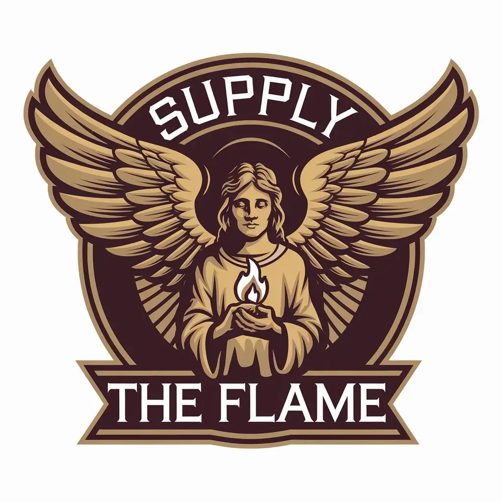 LOGO Design for Supply The Flame Angel Symbol in Moderate Tones for Religious Industry