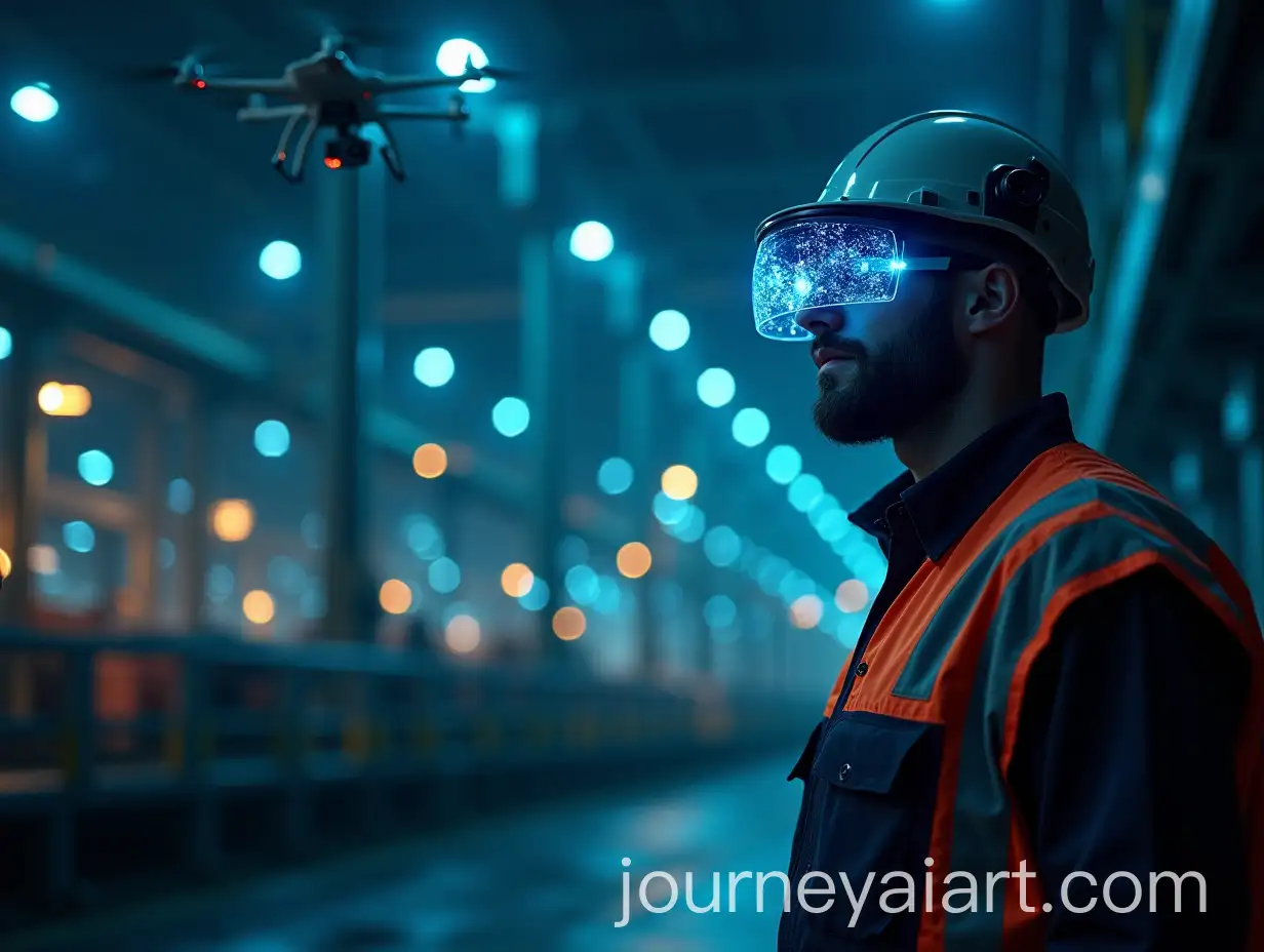 Industrial-Plant-with-Surveillance-Drones-and-AIpowered-Sensors