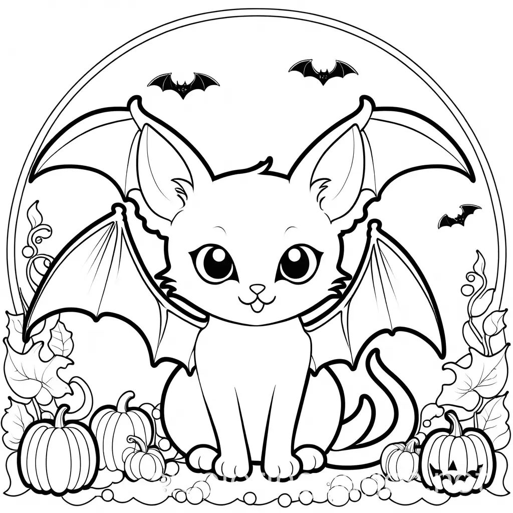 HalloweenThemed-Cat-Bat-Coloring-Page-for-Kids