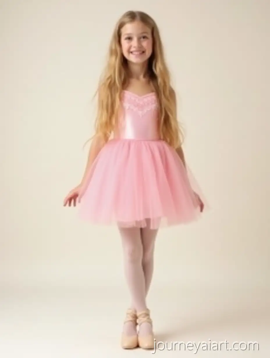 Ballerina-Girl-in-Pink-Dress-Smiling-on-Tiptoes-with-Blonde-Hair