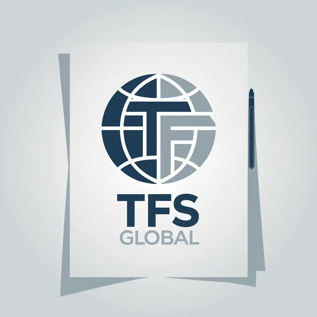 LOGO Design for TFS Global Modern Blue Gray with Iconic Initials