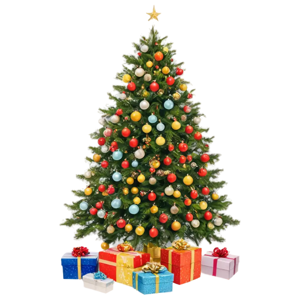 Stunning-PNG-Image-of-a-Beautifully-Dressed-Christmas-Tree-with-Presents-Underneath-Perfect-for-Holiday-Celebrations