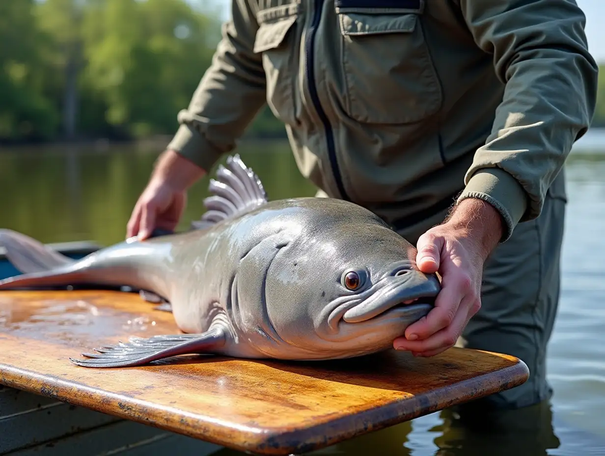 Outdoor Fish Cleaning Station for Southern Giant Flathead Catfish