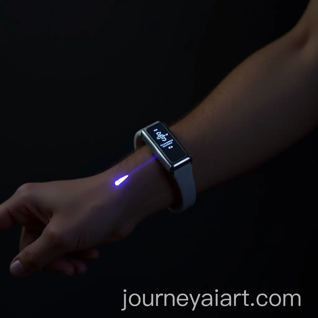 Innovative-Projection-Bracelet-Displaying-UV-Light-Notifications-on-Forearm