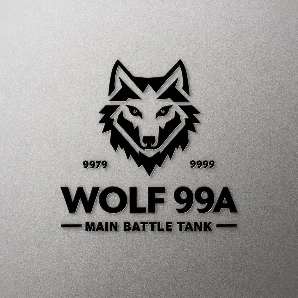 a vector logo design,with the text "Wolf 99a Main Battle Tank", main symbol:wolf,Minimalistic,be used in Nonprofit industry,clear background