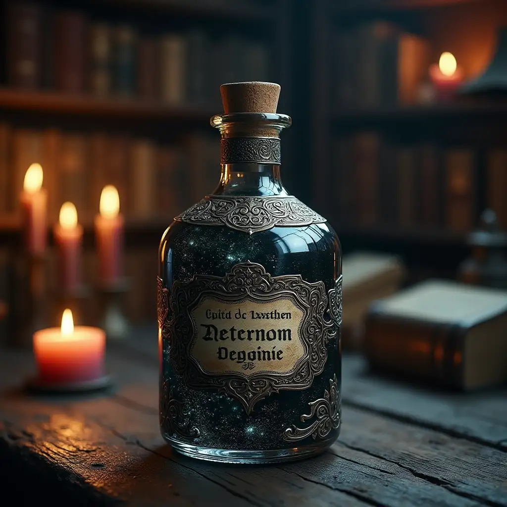 Magical-Potion-Bottle-in-Enchanted-Laboratory-with-Mystical-Liquid