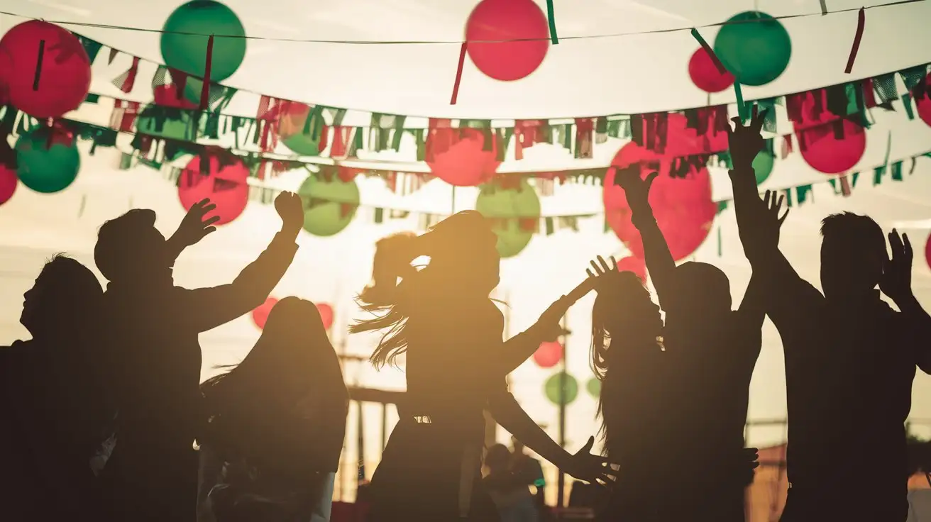 Silhouettes Celebrating Hispanic Heritage Month in Red and Green Colors